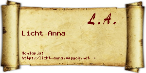 Licht Anna névjegykártya